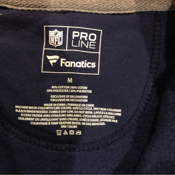 NFL Fanatics New England Patriots Jacket Navy Blue Full Zip Up Hoodie Size M - Picture 7 of 8